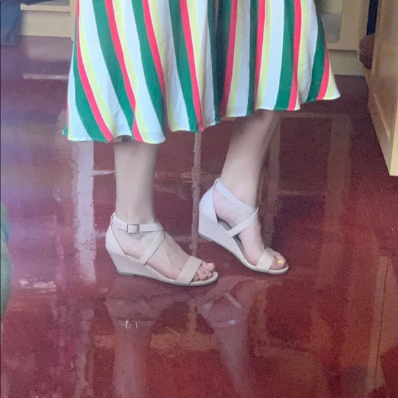 light pink wedge heels
